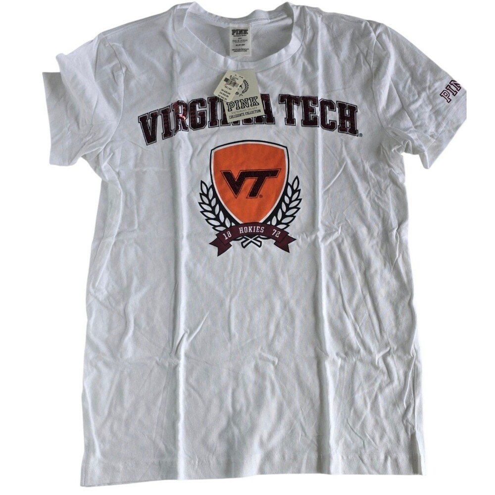 VICTORIA'S SECRET PINK VIRGINIA VT TECH T-Shirt SMALL TALL/PLUS BLING SHIRT NWT